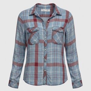 Billy T Long Sleeve Button Shirt - Womens Size Large Blue / Red - #48832-F9